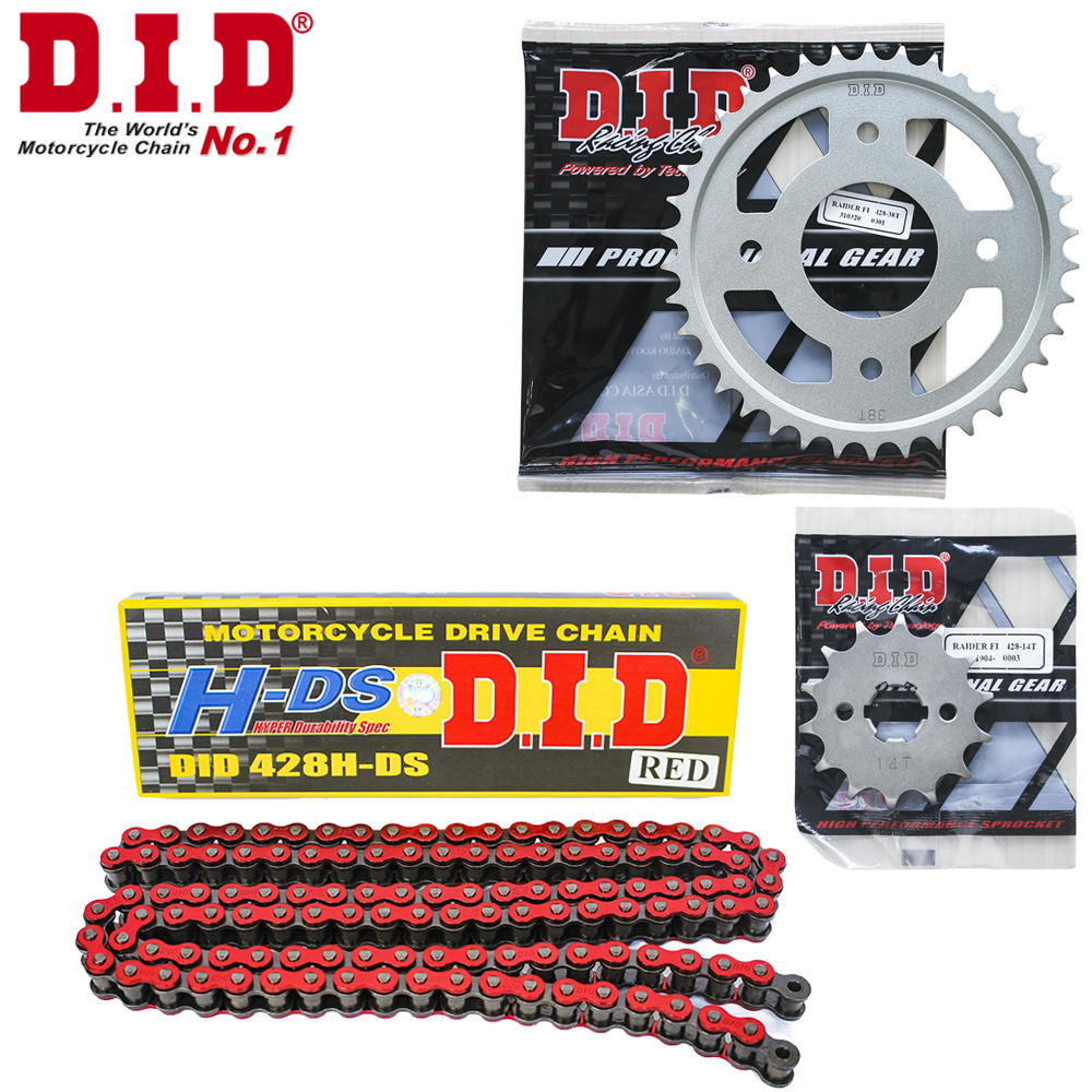 Nhông sên dĩa did suzuki raider fi, satria 150 sên metalic red 428hds-122rb, 14t-38t