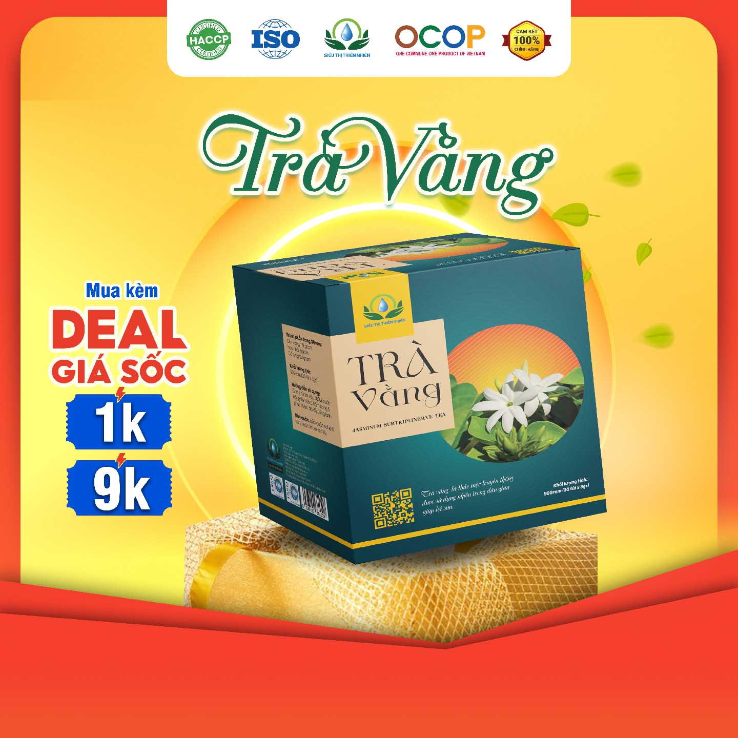 Trà vằng lợi sữa hộp 30 túi lọc siêu thị thiên nhiên