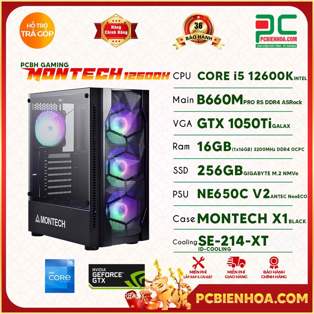 Thùng máy tính - PCBH GAMING MONTECH 12600K  36T