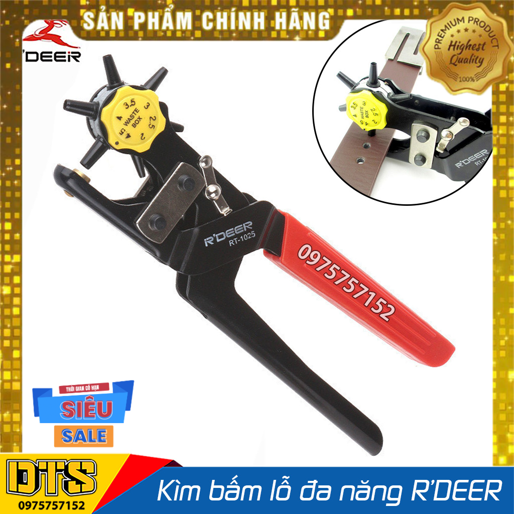 Kìm bấm lỗ đa năng cao cấp RDEER, bấm dây nịt, thắt lưng, bấm dây da đồng hồ, giày dép, bìa cứng Nhập Khẩu Đức bằng thép Chrome vanadium