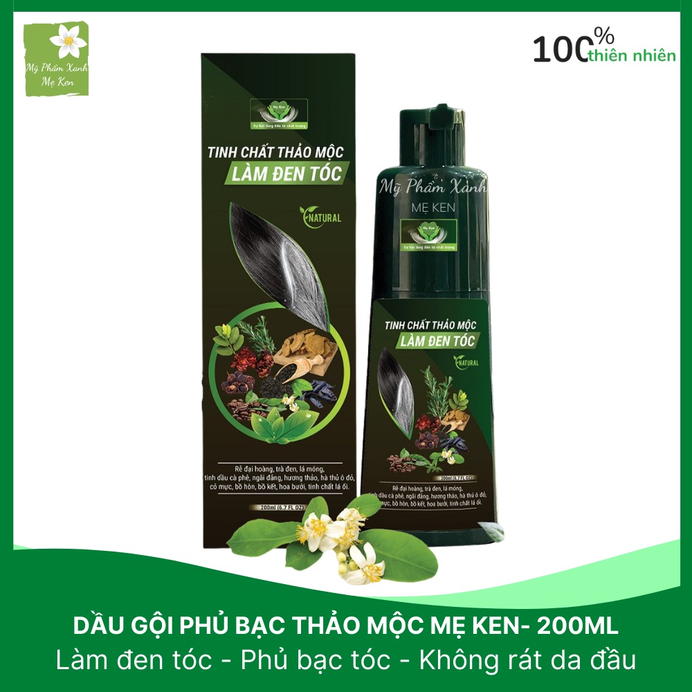Tinh chất thảo mộc làm đen tóc Mẹ Ken Giúp nhuộm đen tóc trong vòng 15 phút, thành phần tự nhiên an toàn sức khỏe, tóc suôn mượt , không gây khô tóc, không gây rát da đầu – chai 200ml