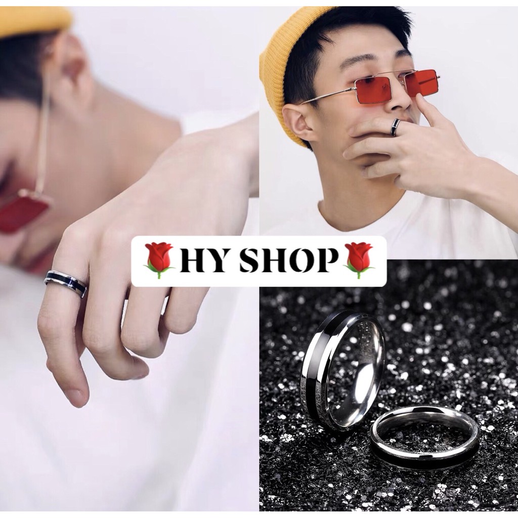 Nhẫn Titan Nam Nữ Phối Kim Đen Cá Tính - Nhẫn Cao Cấp Thời Trang Phong Cách Cho Cặp Đôi Siêu Bền Không Gỉ Unisex Bts