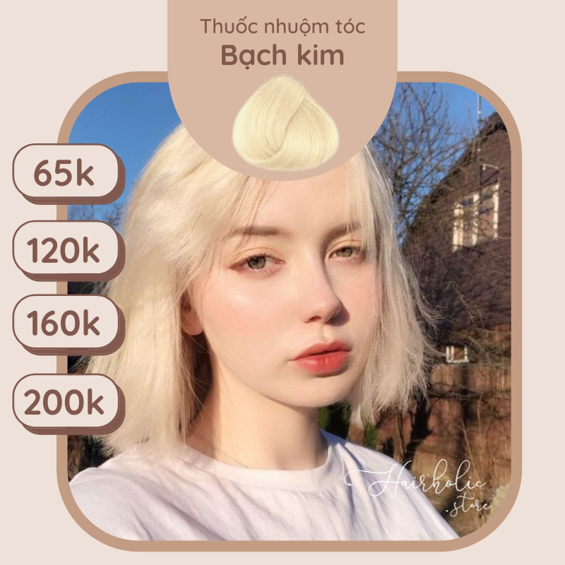 Màu nhuộm tóc màu Bạch Kim Hairholic khó phai + Tặng kèm ủ tóc Bio.