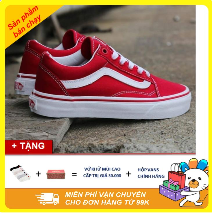 [ TẶNG HỘP + TẶNG VỚ ] GIÀY THỂ THAO NAM NỮ VAN OLD SKOOL MÀU ĐỎ LOẠI ĐẸP - HÀNG VNXK