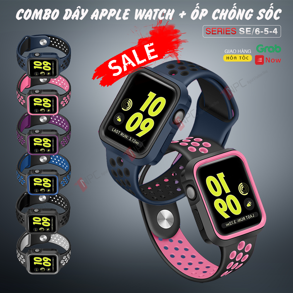 [Combo 2 in 1] Dây Đeo Thể Thao Kèm Ốp Bảo Vệ Chống Va Đập dành cho Apple Watch Series 6/SE/5/4 kích thước 40mm 44mm