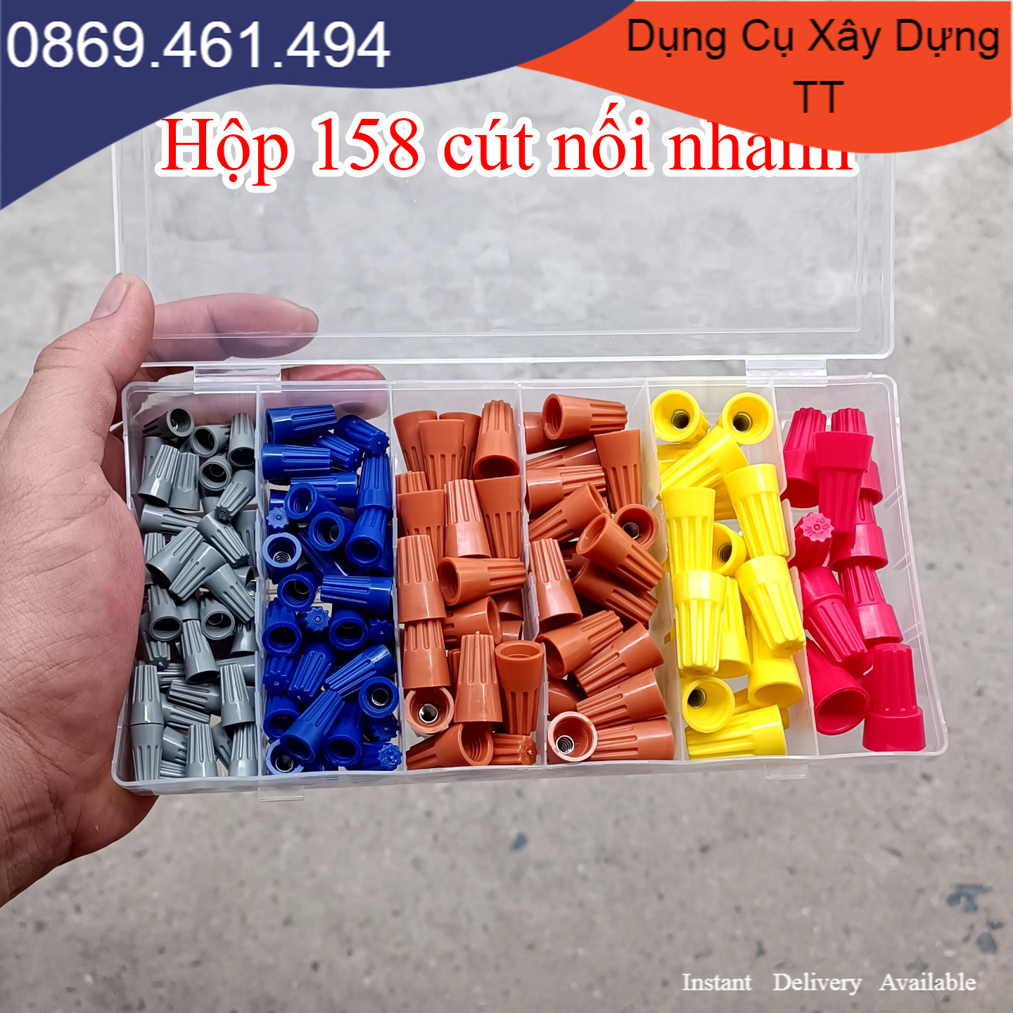 Hộp 158 cút nối dây điện nhanh an toàn chống cháy 6 kích thước thông dụng Cút nối nhanh Shop dụng cụ 494