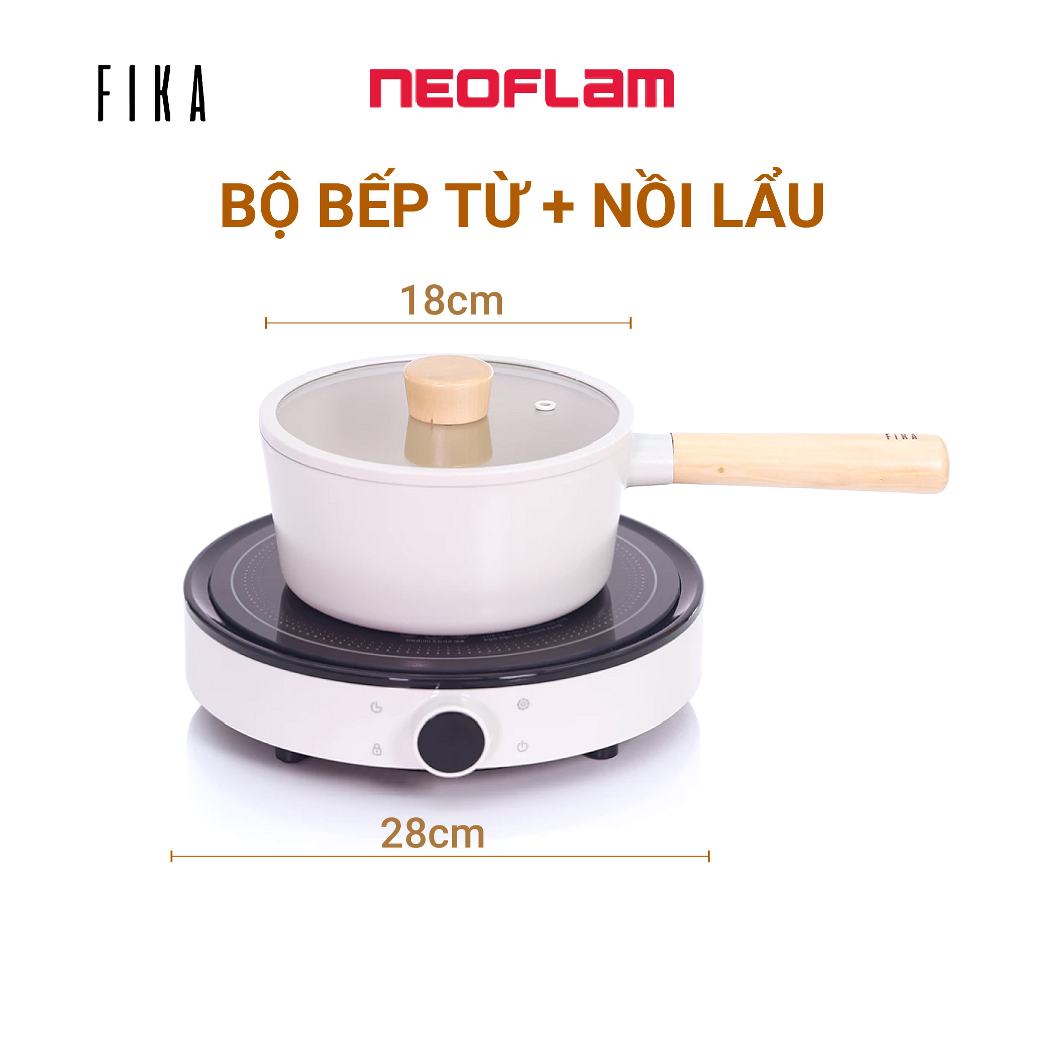 Bộ combo 2 nồi sâu 18cm, bếp từ đơn hiệu Fika Neoflam Hàn Quốc. Hàng có sẵn, giao ngay