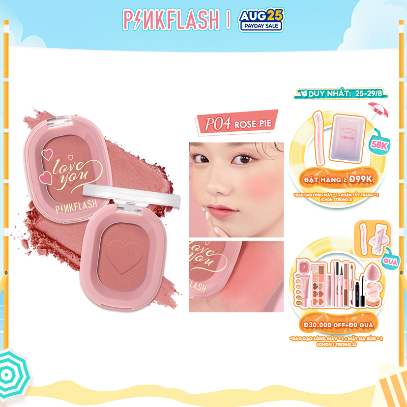 PINKFLASH OhMyHoney Phấn má hồng không thấm nước có sắc tố cao mịn màng trang điểm lâu trôi tự nhiên