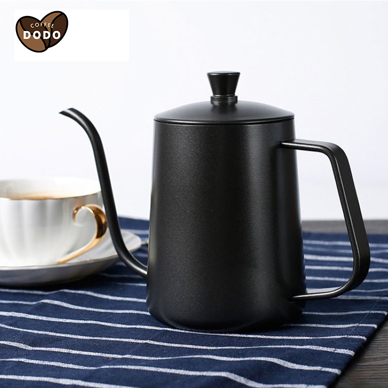 Ấm Cổ Ngỗng 350/600ml Thép không gỉ cấp thực phẩm 304 bình cổ ngỗng pha cà phê thép không gỉ bình pha cà phê ấm pha cà phê ẩm pha cà phê nhỏ giọt teflon Đen Coffee Pot DODO