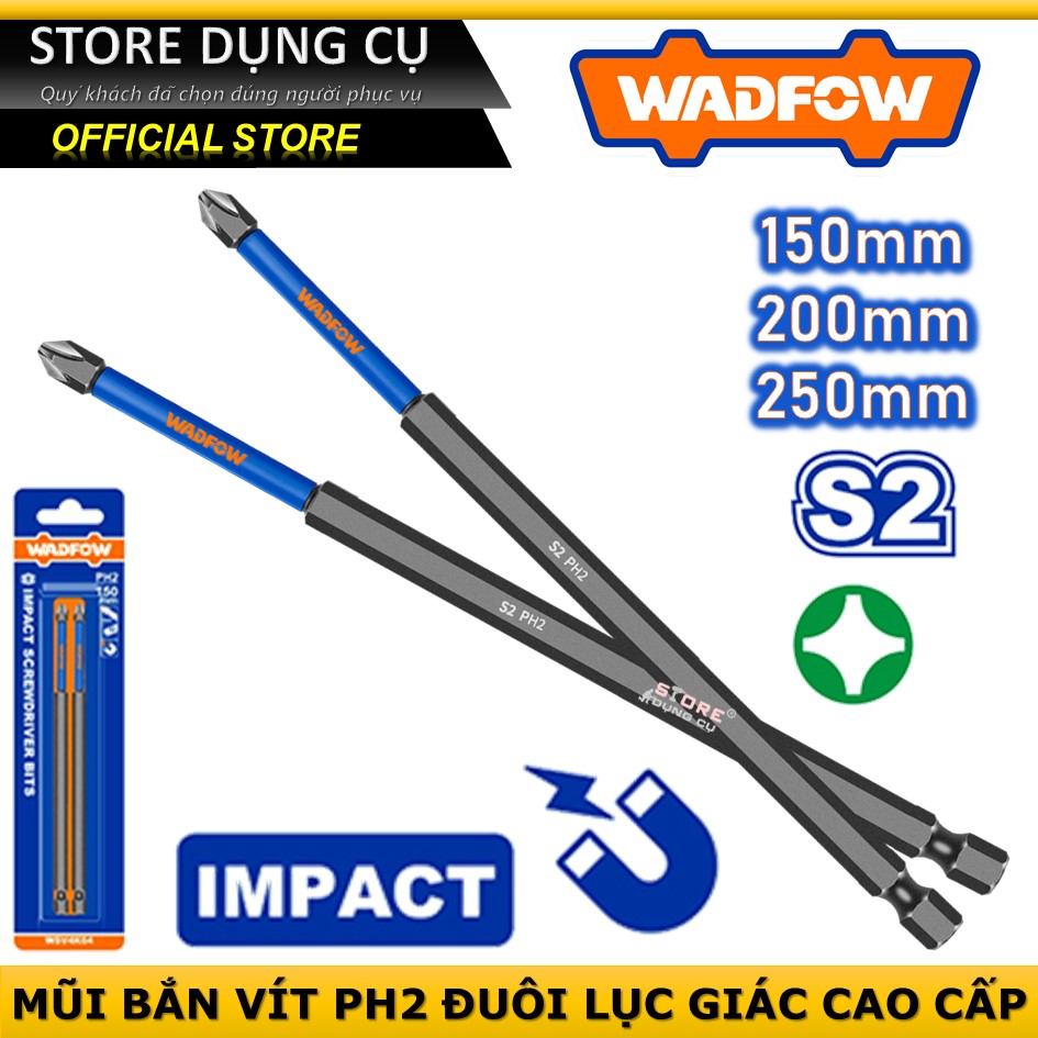 1 mũi bắn vít cao cấp wadfow dài 150-250mm, mũi bắn vít đóng thép s2 siêu cứng, đầu vít ph2 wsv4k64 wsv5k65 wsv6k66