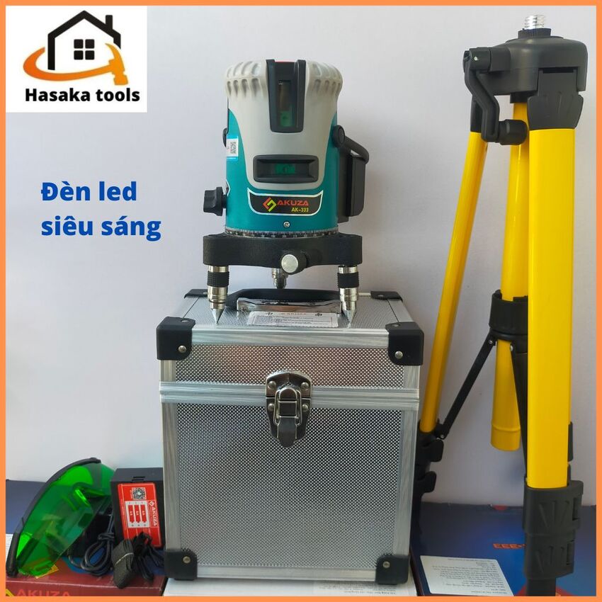 Máy cân bằng laser Akuza AK-333 5 tia xanh đèn led siêu sáng,máy bắn cốt,cân mực