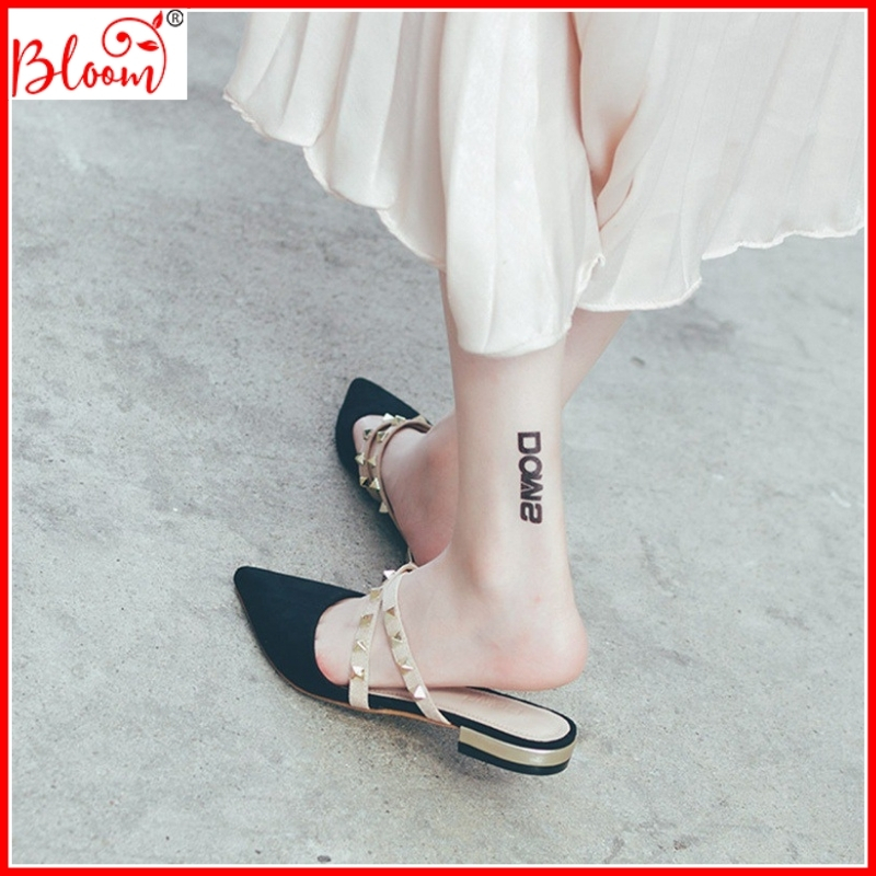 Sục nữ mũi nhọn 3 phân đính đá YUKIBLOOM, Sục nữ đế bằng cao cấp hàng VNXK bền đẹp