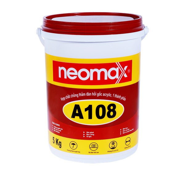 Neomax a108 - màu trắng - thùng 5kg - hợp chất chống thấm đàn hồi gốc acrylic