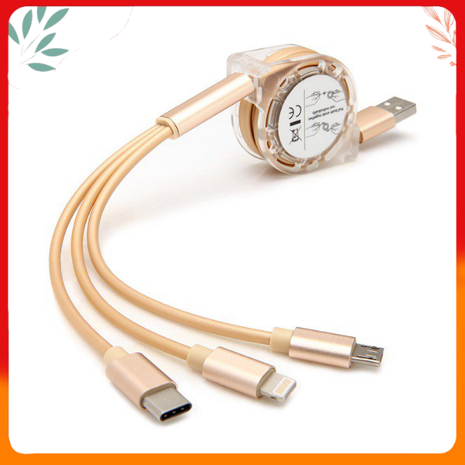 Dây xạc 3 đầu có dây rút