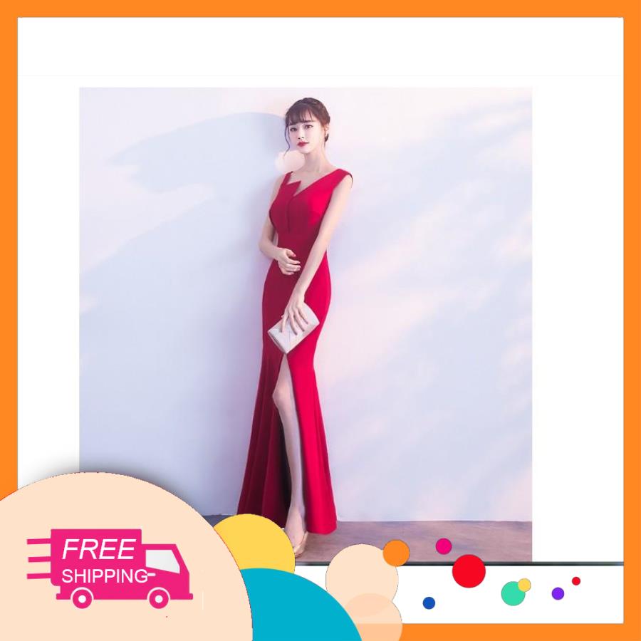 HÀNG CAO CẤP - Đầm dạ hội đẹp, dự tiệc, có dây lệch vai, xẻ tà đuôi cá, sang trọng và quyến rũ- OSLP-12 RBS