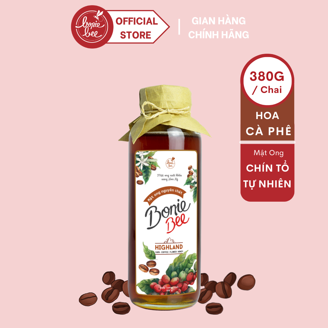 Mật Ong Bonie Bee Nguyên Chất Từ Hoa Cà Phê (BB Highland) - Chín Tự Nhiên Từ Tổ - Không Qua Xử Lý - 380g