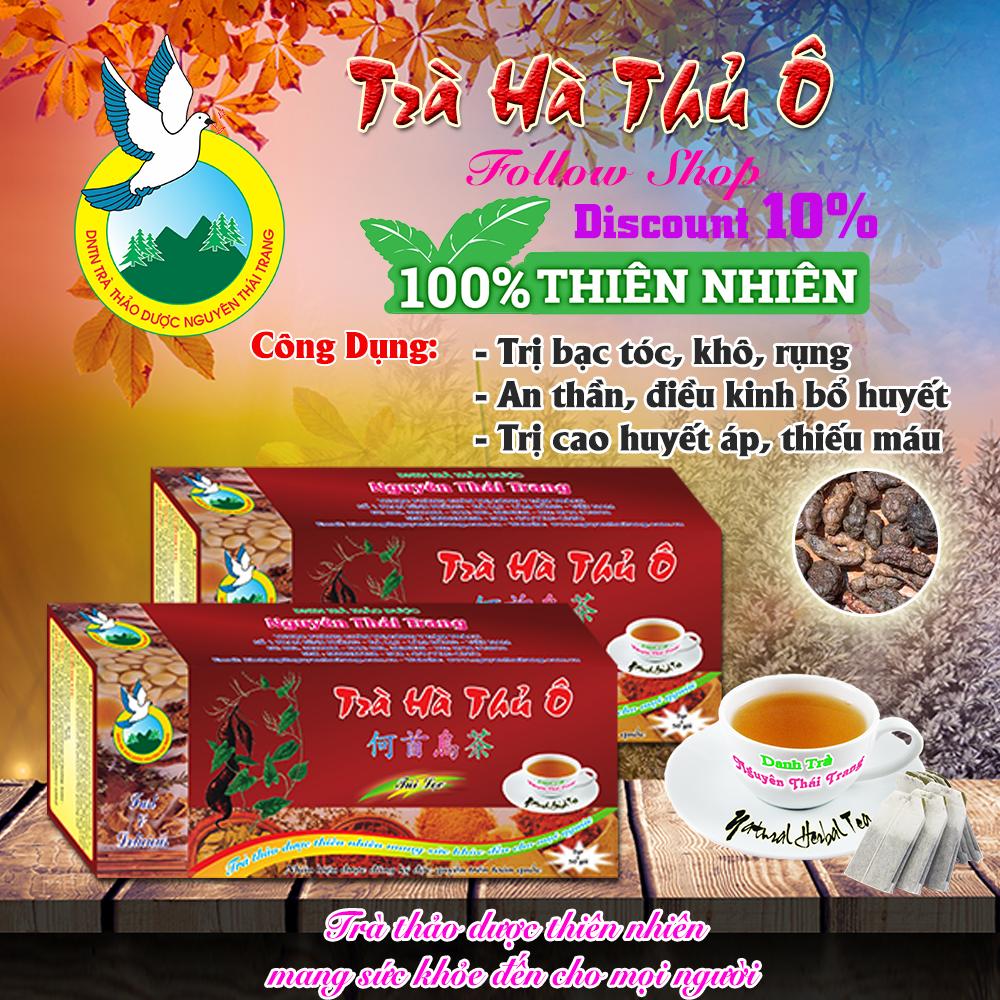 Trà Hà Thủ Ô τrị Bạc Tóc  (Hộp 50 Túi Lọc X 2g)- Nguyên Thái Trang – Thảo Dược Thiên Nhiên – Tốt Cho Sức Khỏe