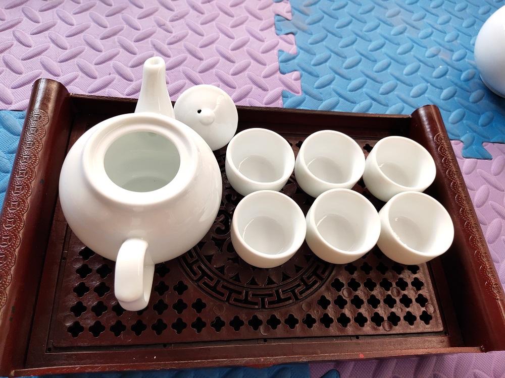 GS Bát Tràng - Bộ ấm chén loại nhỏ dung tích 300ml có khay 2 lớp