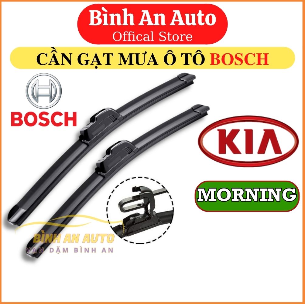 Cần gạt mưa KIA MORNING 2006-2023 Loại BOSCH AEROFIT không xương Silicone, loại BOSCH ECOPLUS thân cứng xương sắt
