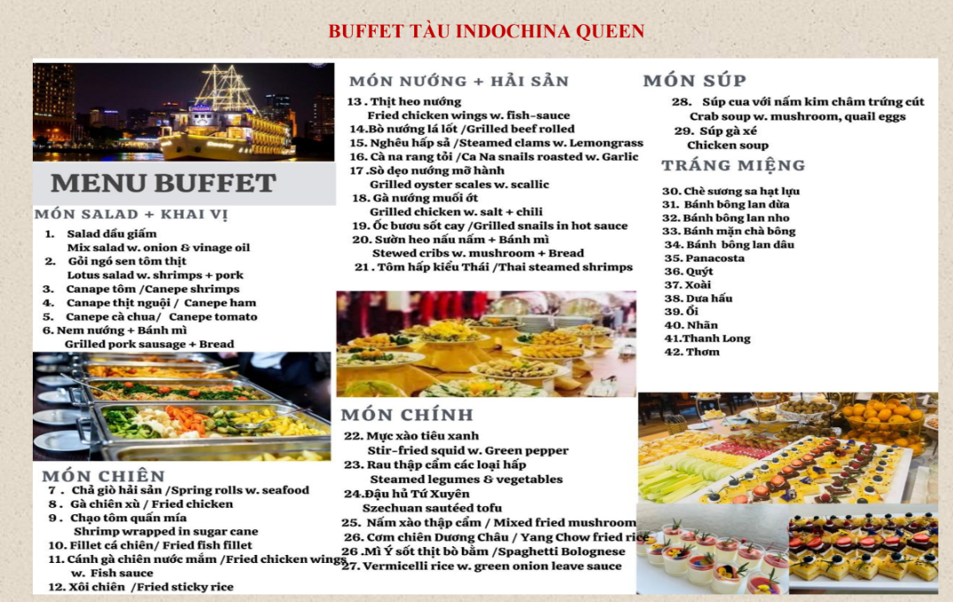 TICKET [E-Voucher] Ăn tối trên du thuyền sông Sài Gòn (Buffet) - IndoChina Queen