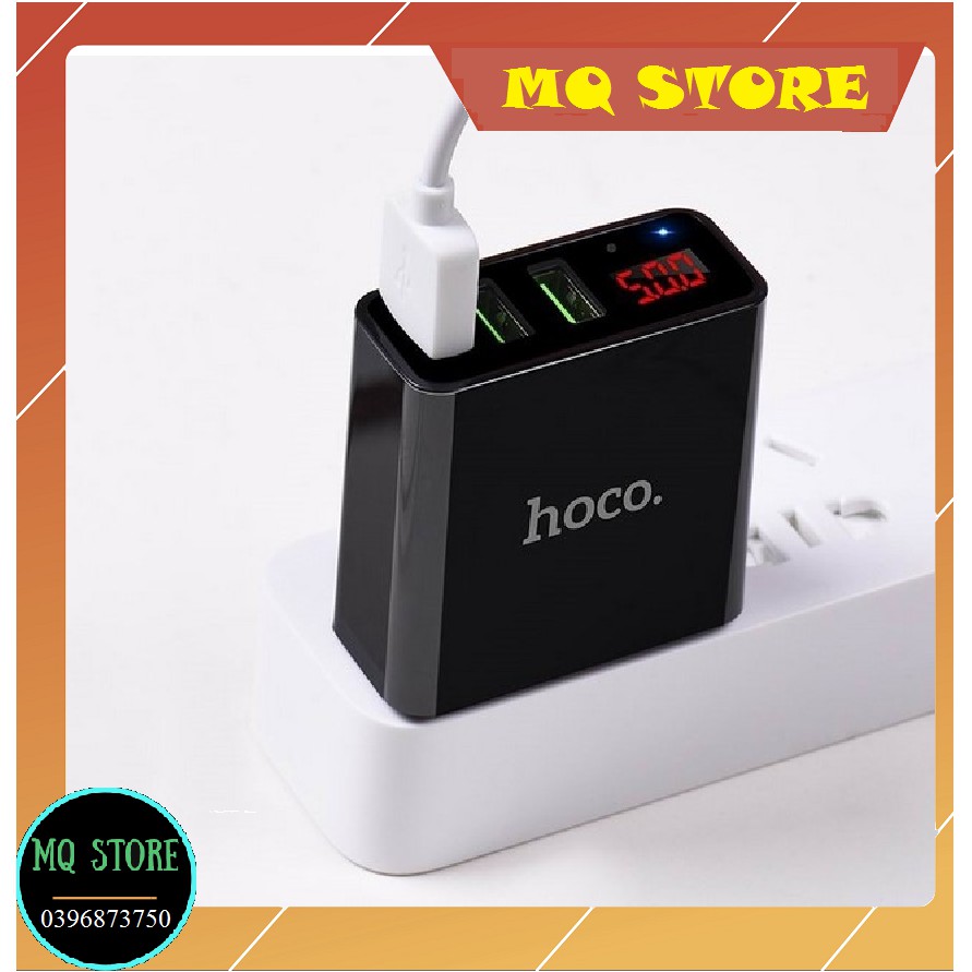 Cốc sạc 3 cổng hoco c15 3a - màn hình lcd hiển thị điện áp