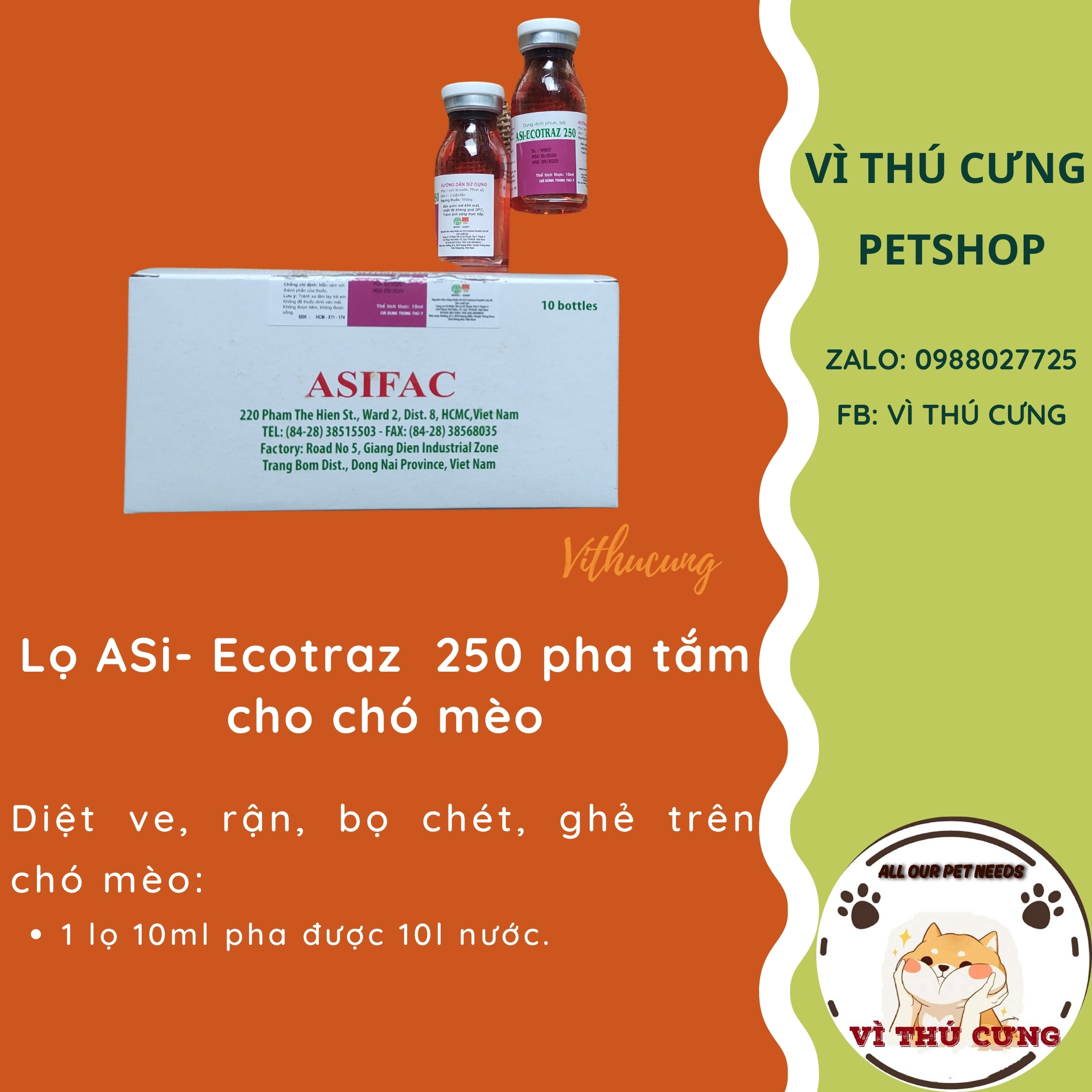 Chai Ecotraz pha tắm chó