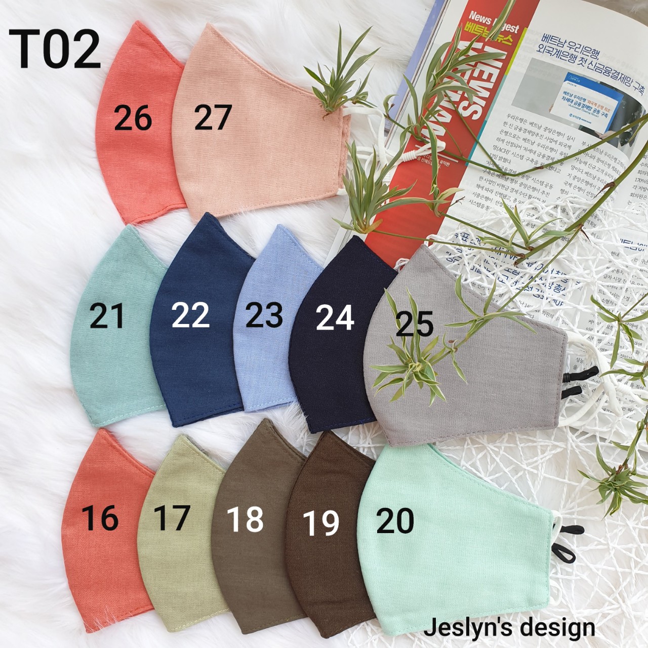 Khẩu trang vải Linen trơn Unisex nam nữ nhiều màu T02
