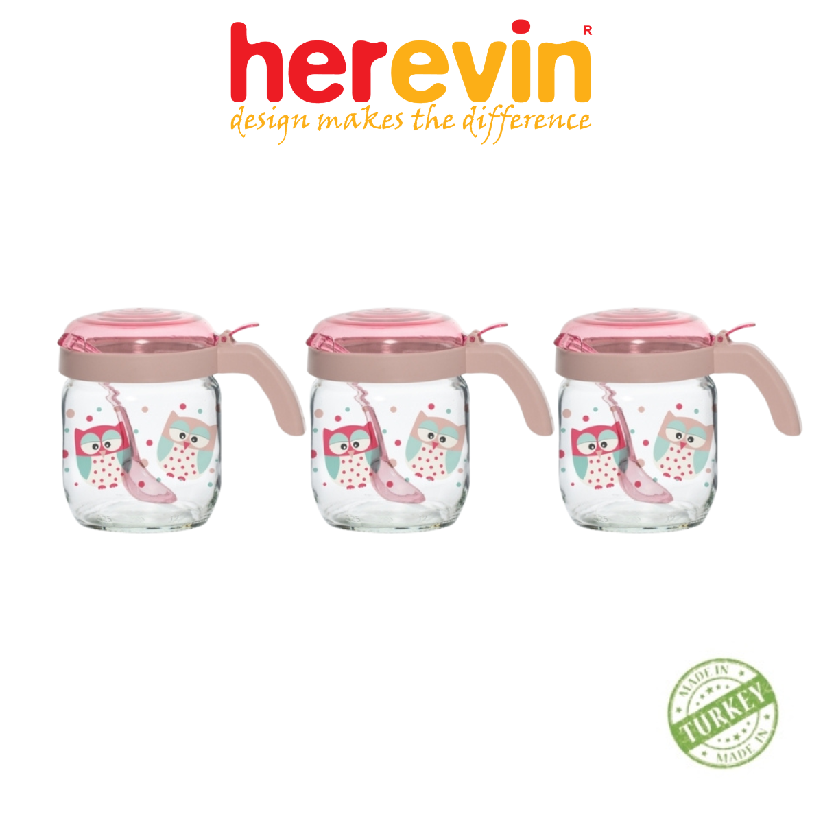 Bộ 3 Hũ Gia Vị Thủy Tinh Có Muỗng Herevin Decor 425ml - HEGI131050-051