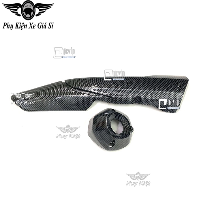 Combo ốp che pô và chụp đích pô xe exciter 155, exciter 2021 - 2022 sơn carbon dams4327