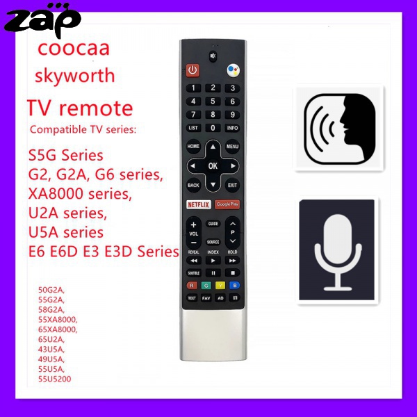 Điều khiển từ xa bằng giọng nói chính hãng mới cho Skyworth coocaa Android TV 58g2a G6 e6d E3D s5g Netflix HS-7 Play 700j HS-7701J 50g2a, 55g2a, 58g2a, 55