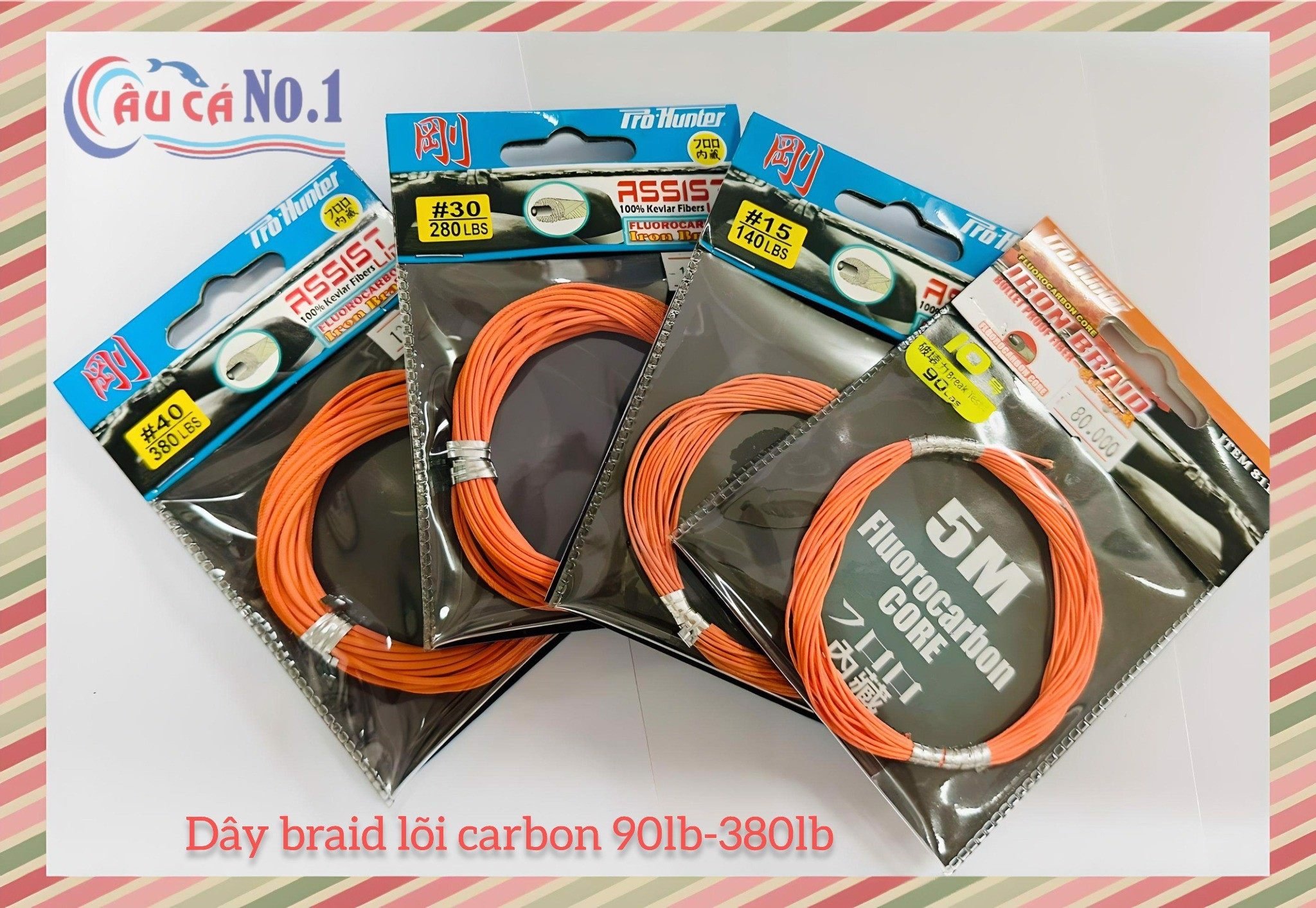 Dây cột lưỡi câu jig prohunter fl.carbon iron braid orange