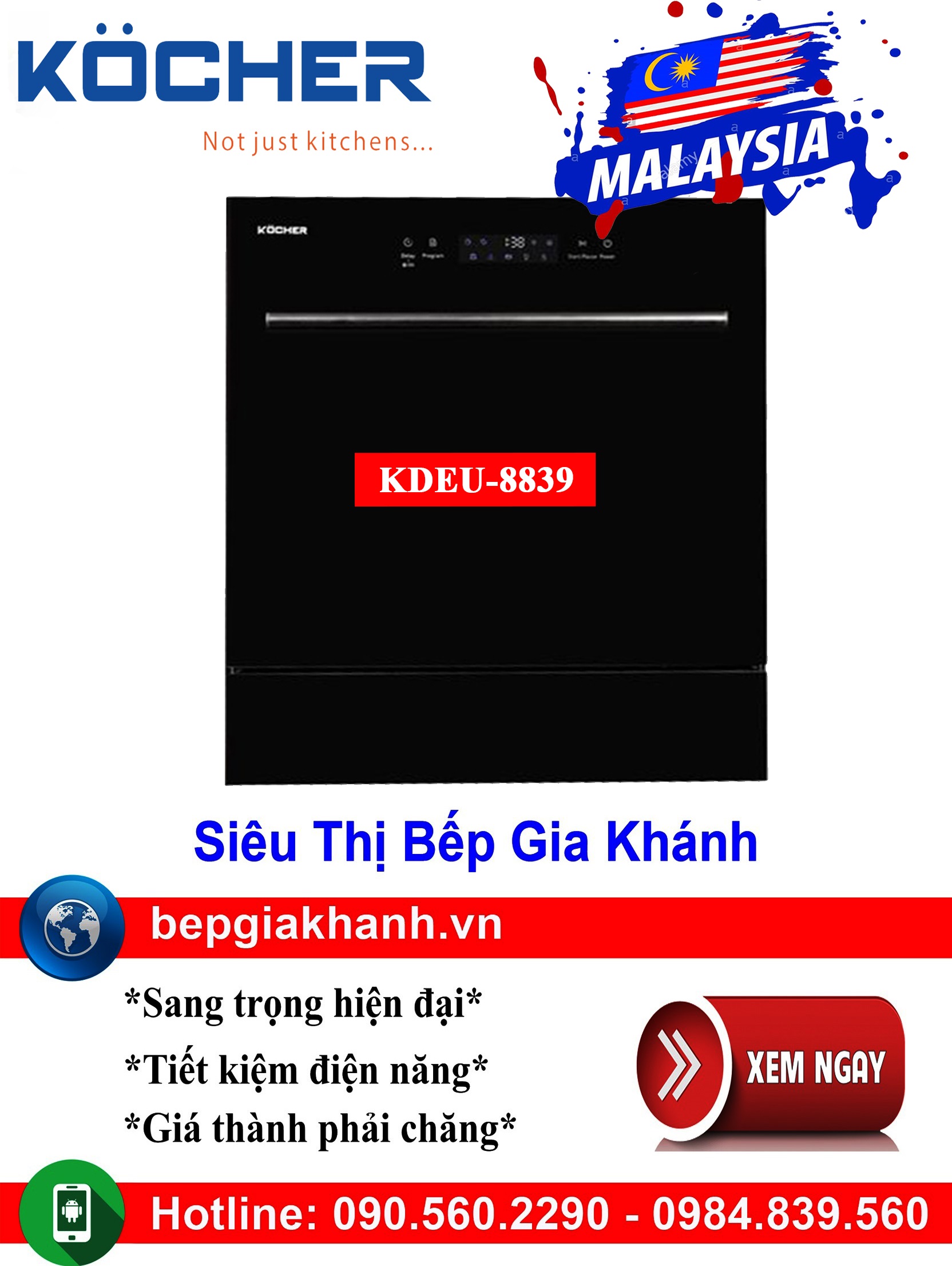 [HCM]Máy rửa bát để bàn Kocher KDEU-8839 nhập khẩu Malaysia, máy rửa chén, máy rửa chén bát, máy rửa bát, máy rửa bát giá rẻ, may rua bat, may rua chen, may rua bat gia re