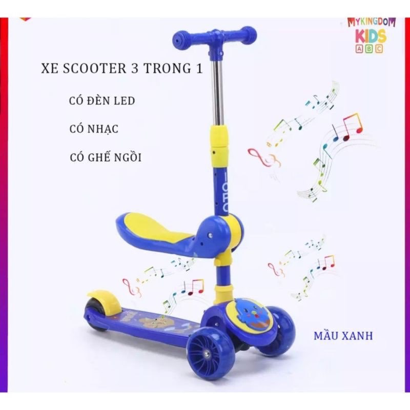 Xe trượt scooter 3 bánh có nhạc, đèn led