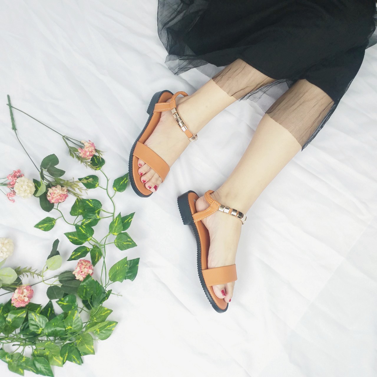 Sandal nữ đi học - FreeShip - Sandal nữ đi học quai hậu, đế nhựa PU, cao 2p, mang đi làm, đi học, đi chơi - TBHOT