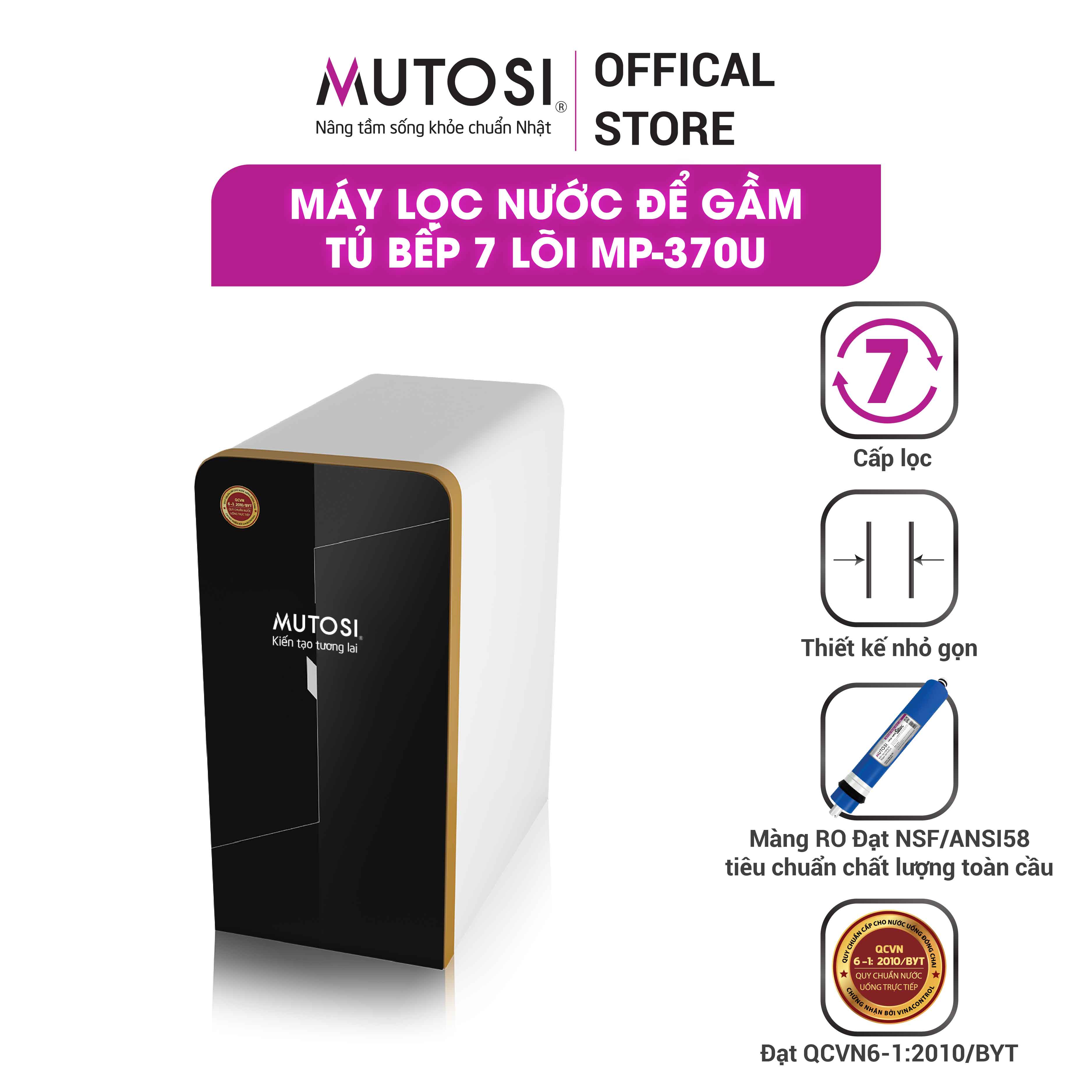 Máy lọc nước ro mini để gầm, tủ bếp 7 lõi mutosi mp-370u