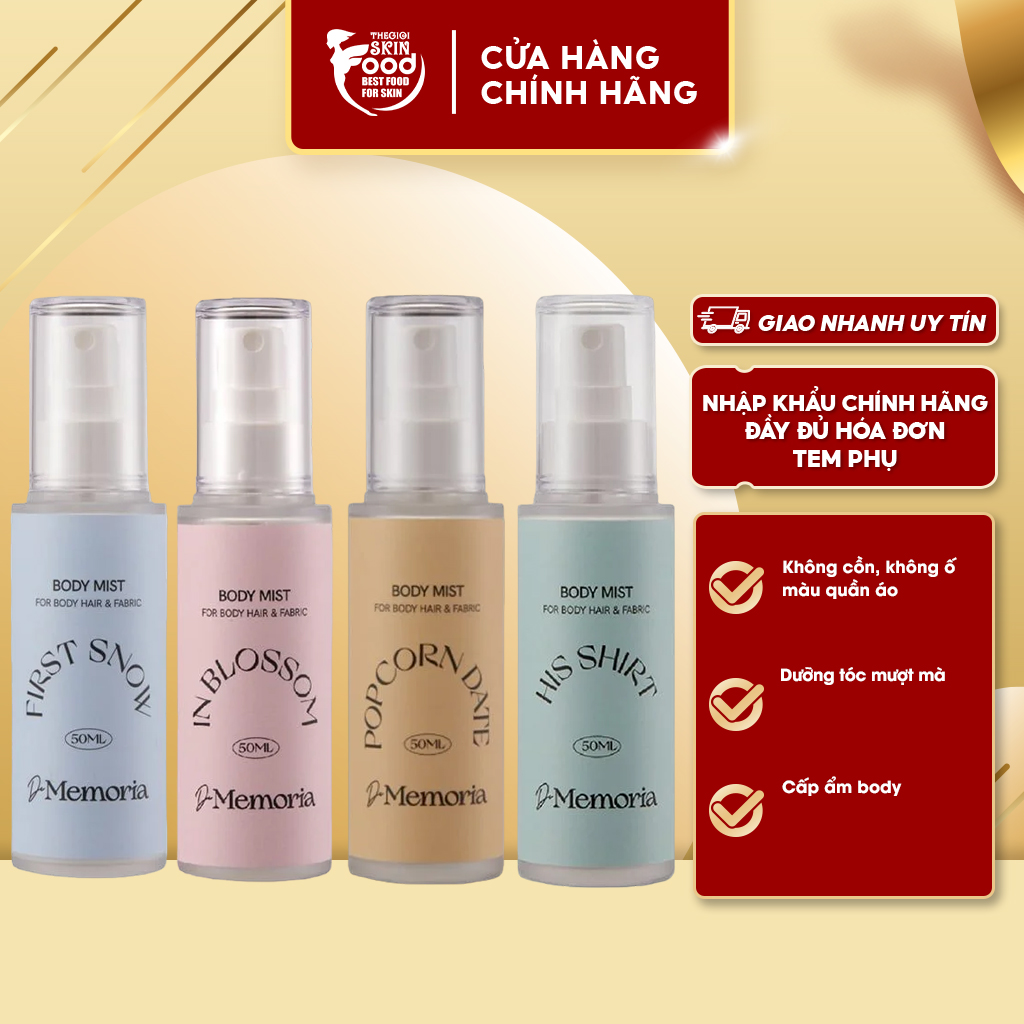 Nước hoa dạng xịt không cồn de memoria body mist 50ml