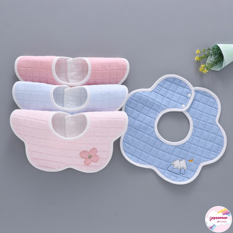 Set 2 yếm tròn xoay 360 cotton chống thấm cho bé