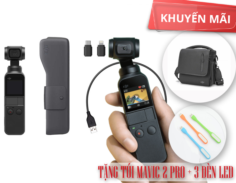 Máy quay cầm tay Dji Osmo Pocket - Bảo hành chính hãng 12 tháng tặng 3 đèn LED và túi Mavic 2 Pro