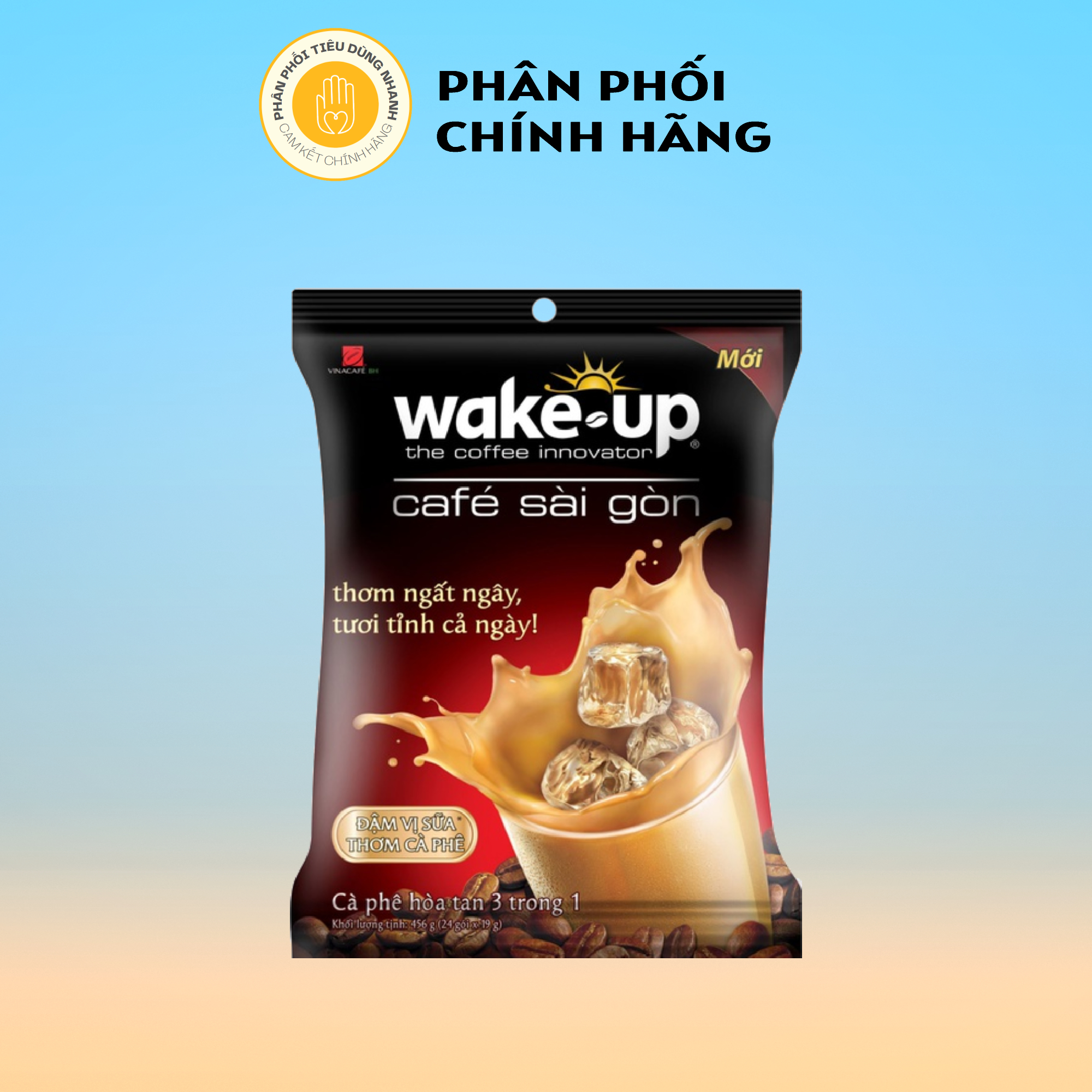 Bịch 24 Gói Cà Phê Sữa Hòa Tan 3 Trong 1 Wake Up Sài Gòn 19g/gói