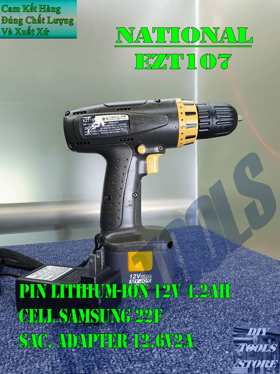 Máy Khoan Pin Nội Địa Nhật National EZT107 12V 4.2AH Nguyên Zin, Hoạt Động Ổn Định Full Chức Năng ( Máy Khoan Và Bắn Vít Cầm Tay)(Máy Khoan Pin)(DIY TOOLS)