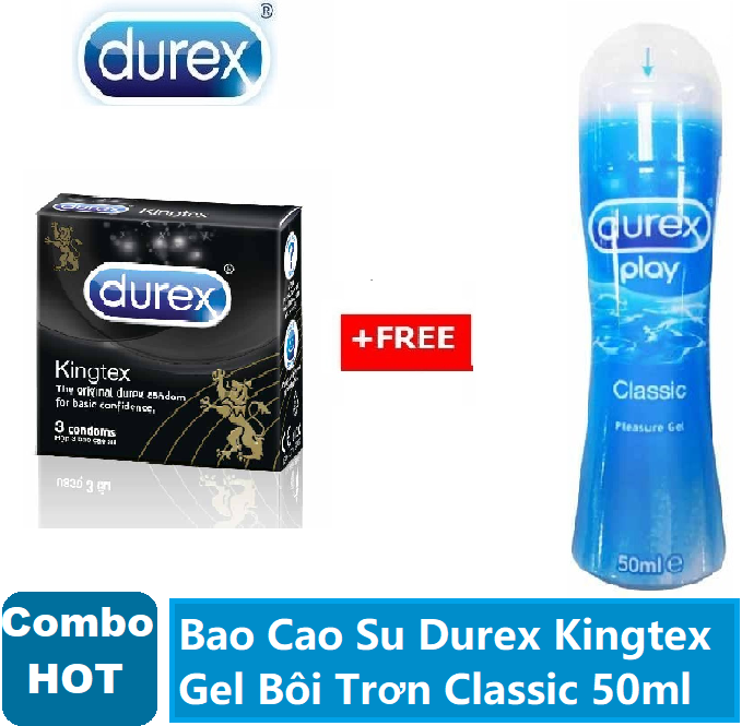 Bao cao su durex kingtex hộp 3s tặng 1 gel bôi trơn classic 50ml - che tên sp khi giao hàng