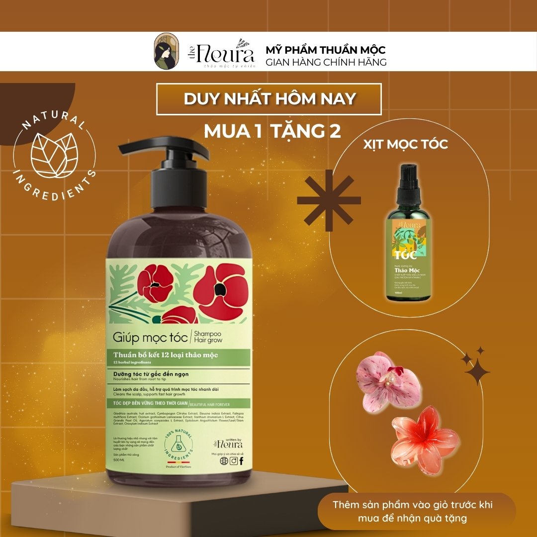 Dầu gội bồ kết cô đặc thảo mộc the fleura dầu gội thảo dược mượt tóc ngăn gàu giảm rụng tóc dầu gội mọc tóc nhanh