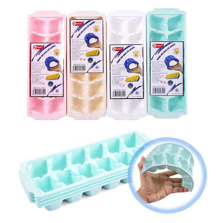 Combo 04 khay đá nhựa dẻo cao cấp làm đá mau đông