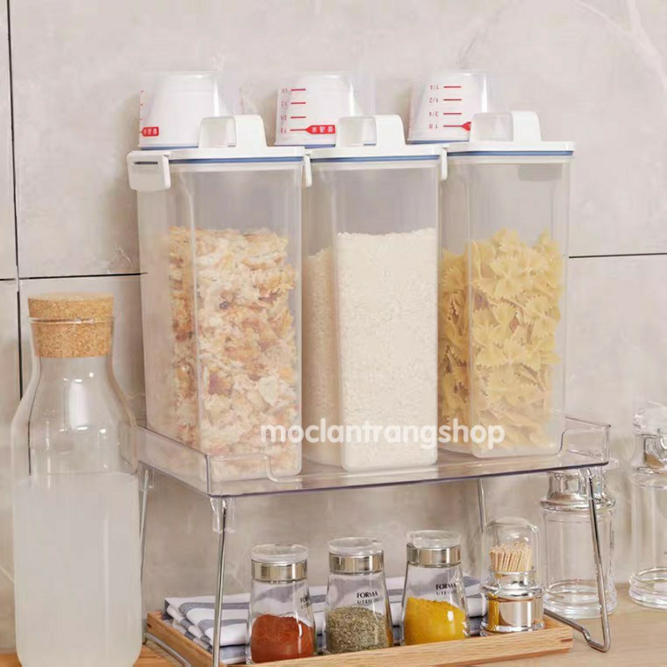 Hộp nhựa đựng đồ khô ngũ cốc, thùng gạo 2kg có vòi. Lọ đựng gạo, mỳ nhỏ, hộp đựng đồ ăn chó mèo