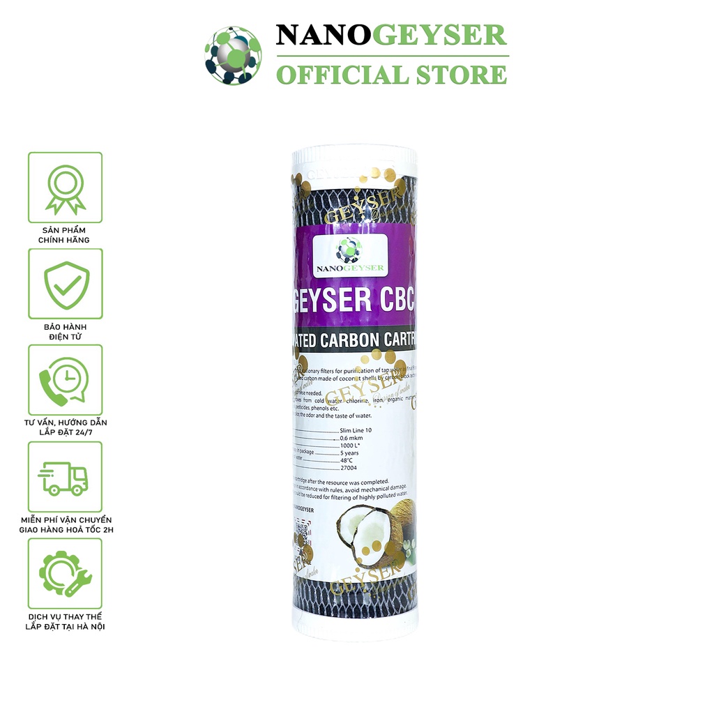 Lõi cbc nano geyser, lõi lọc nước số 3 máy uf, nano, dùng cho các dòng máy lọc nước geyser eco crystal, eco max, ecotar...