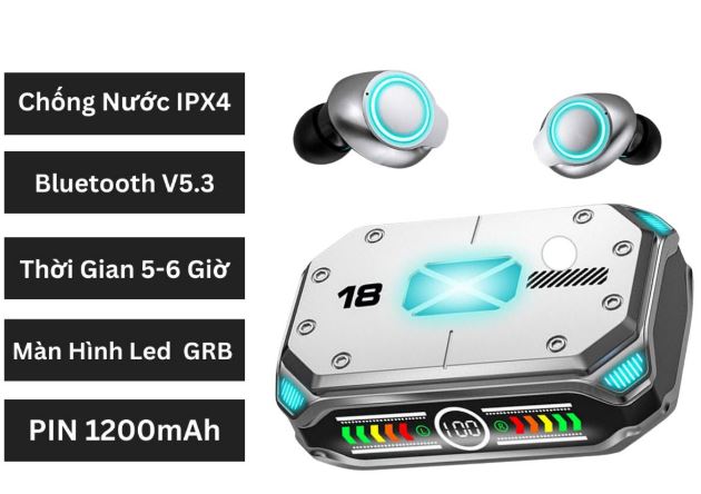 Tai Nghe Nhét Tai Gaming M43 TWS , M10 M19 M88 M25 M90  CVC8.0 Điều Khiển Cảm Ứng , Bluetooth 5.3, Chống Nước IPX4 , Màn Hình Led GRB , Âm Thanh HiFi  , Hỗ Trợ Android & IOS