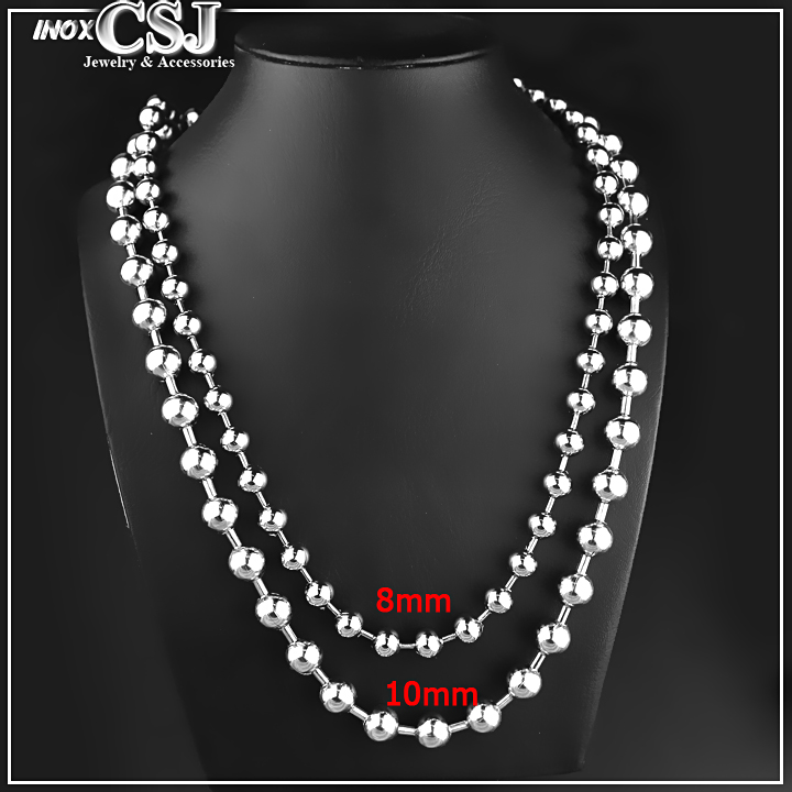 Dây chuyền bi inox, vòng cổ bi inox cỡ to 8mm dn114
