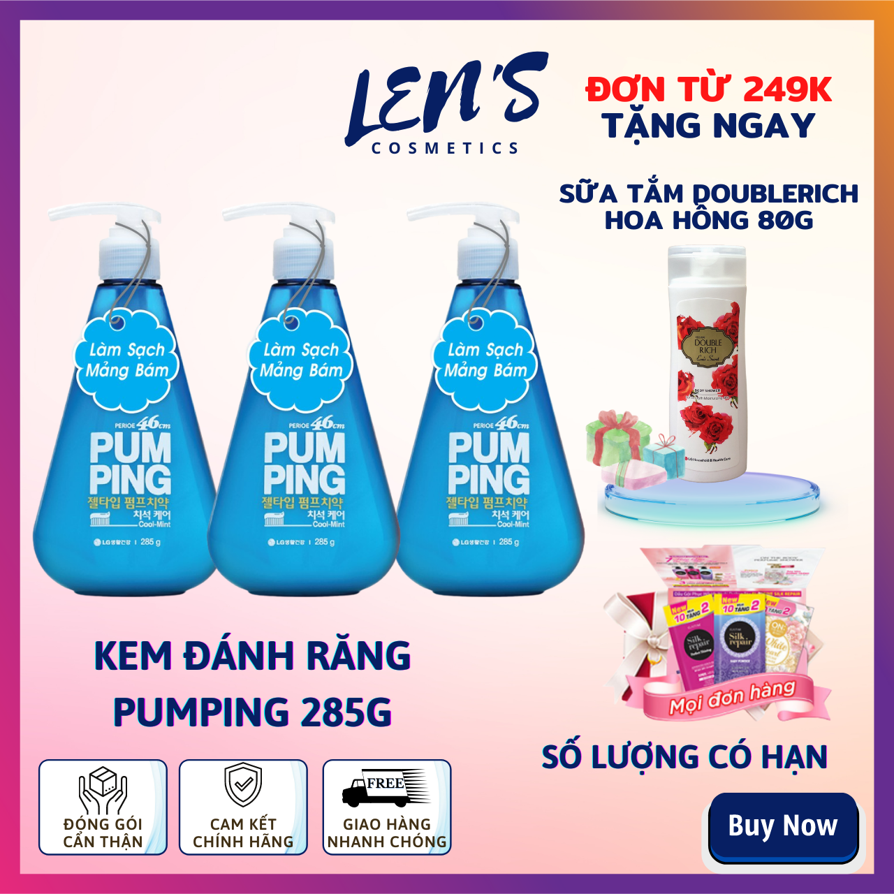 [TẶNG QUÀ ĐƠN TỪ 249K] Kem Đánh Răng Perioe Pumping Cool Mint Hương Bạc Hà 285g