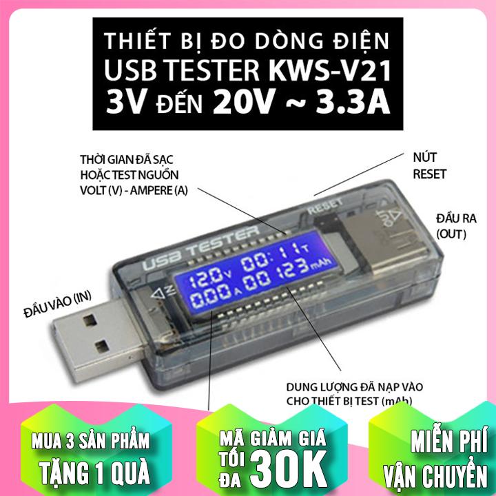 Test Điện Thoại Sạc Dự Phòng Bằng Usb Đo Dòng, Đo Áp V3 4V-20V 3A, Thiết bị nhỏ gọn, dễ sử dụng