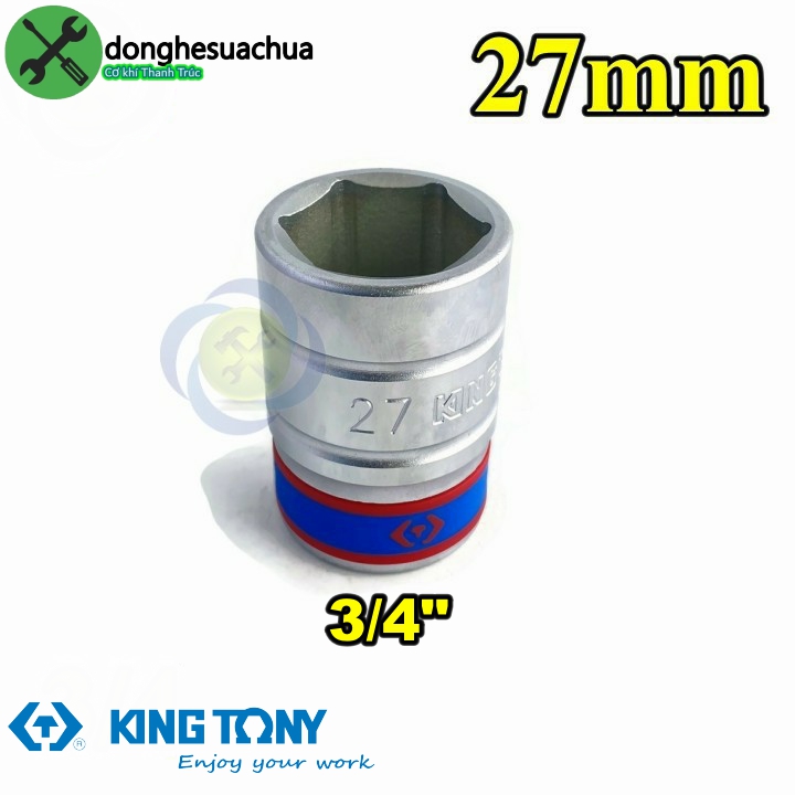 Tuýp 27mm loại 3/4 kingtony 633527m loại ngắn 6 cạnh màu trắng